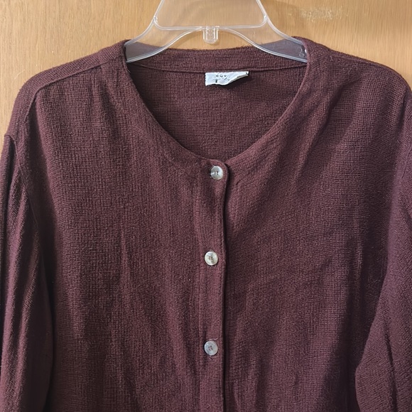 Cut Loose Women’s Lagenlook Button Down Sweater Rayon Flax Burgundy Small Med - Picture 2 of 10